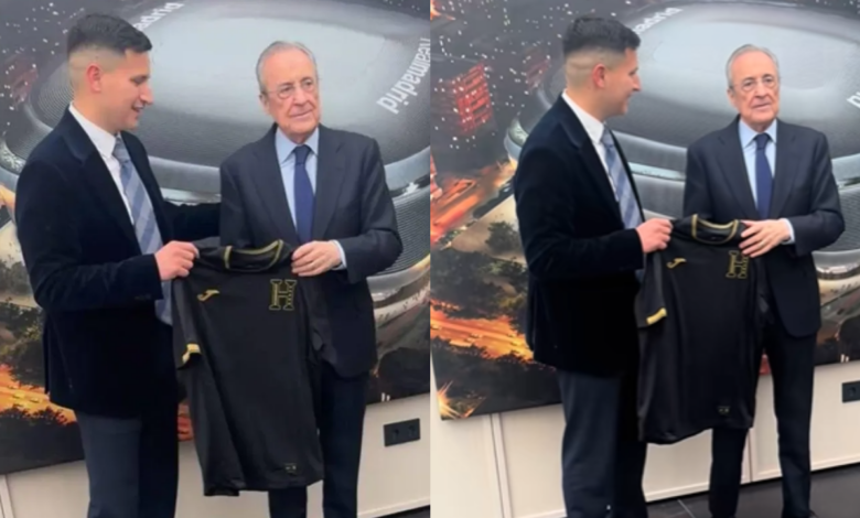 Florentino Pérez con la camisa de Honduras