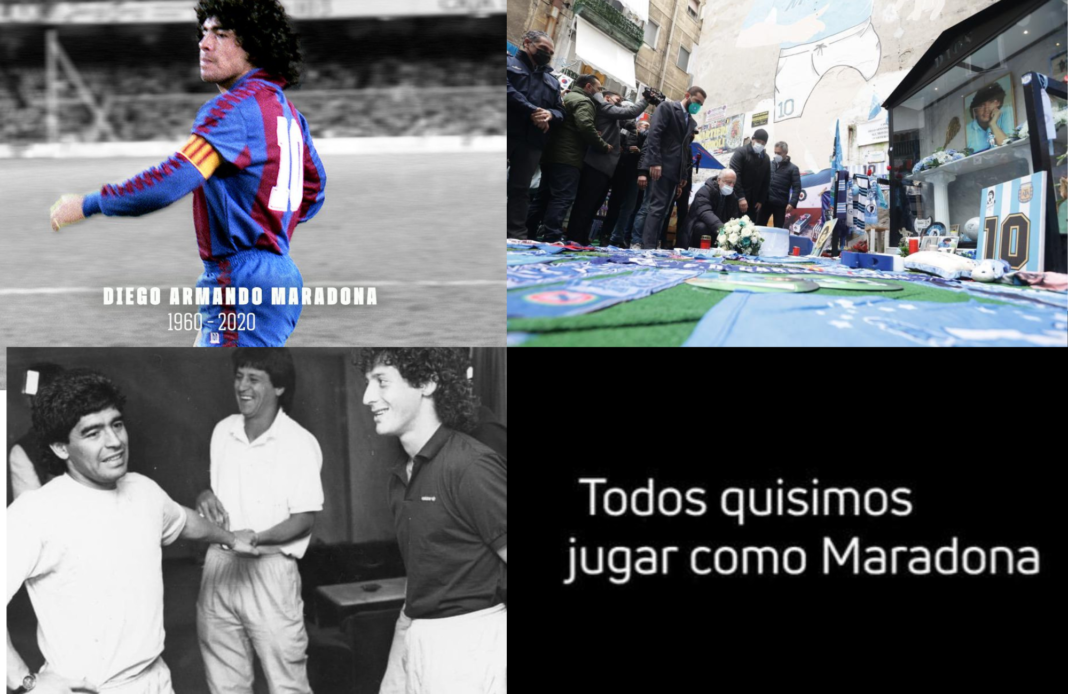 Diego Armando Maradona sigue presente en el corazón y la mente de los clubes y aficionados del fútbol.