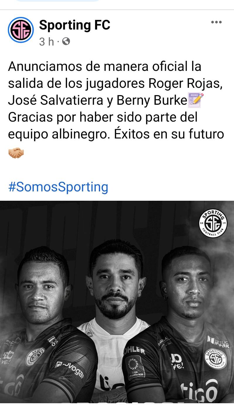 Así anunció el Sporting la salida de Roger Rojas.