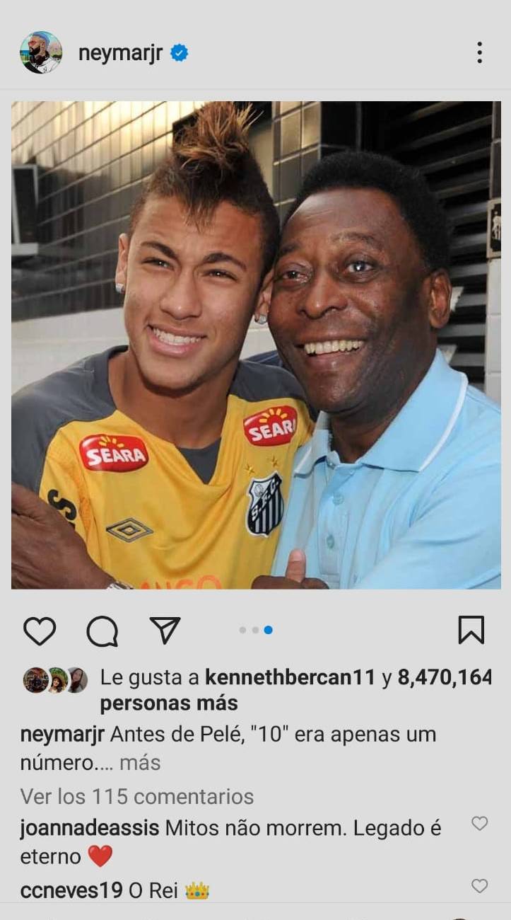 Neymar siente la muerte de Pelé.