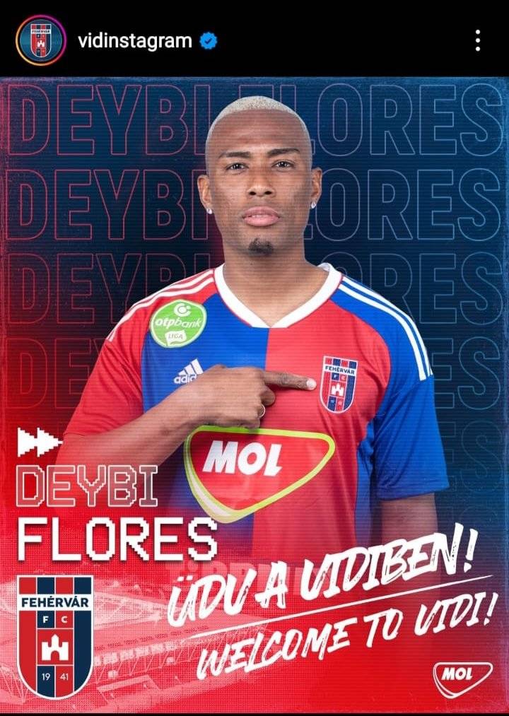 Deiby Flores será el jugador de marca en el equipo Fehérvár de la Primera División de Hungría.