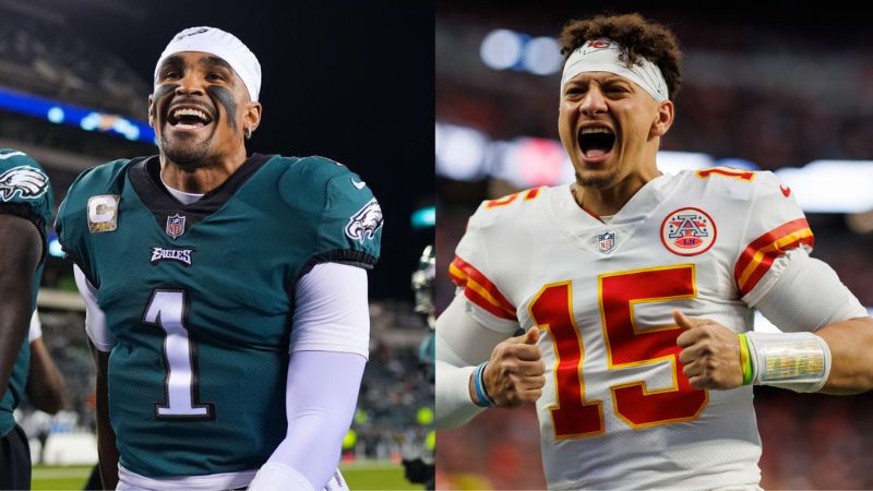 Los quarterbacks Jalen Hurts de Philadelphia y Patrick Mahomes de Kansas City estarán frente a frente en el Super Bowl del domingo.