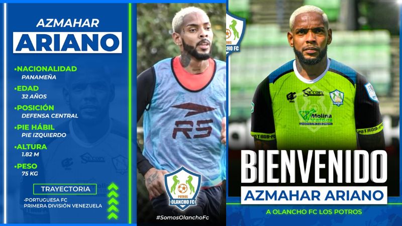 El equipo Potros de Olancho FC presentó al panameño Azmahar Aníbal Ariano Navarro como una de sus altas para el venidero torneo de Apertura.