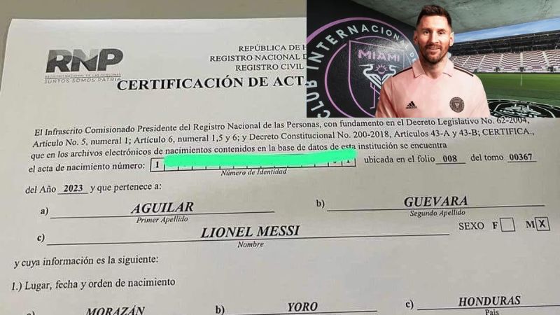 En Morazán, Yoro, fue registrado un niño con el nombre del astro argentino Lionel Messi.