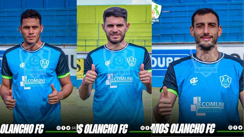 Ángel Tejeda, José Pablo Soda y Fabricio Silva, son tres de las cinco altas que presentó este martes Potros de Olancho FC.