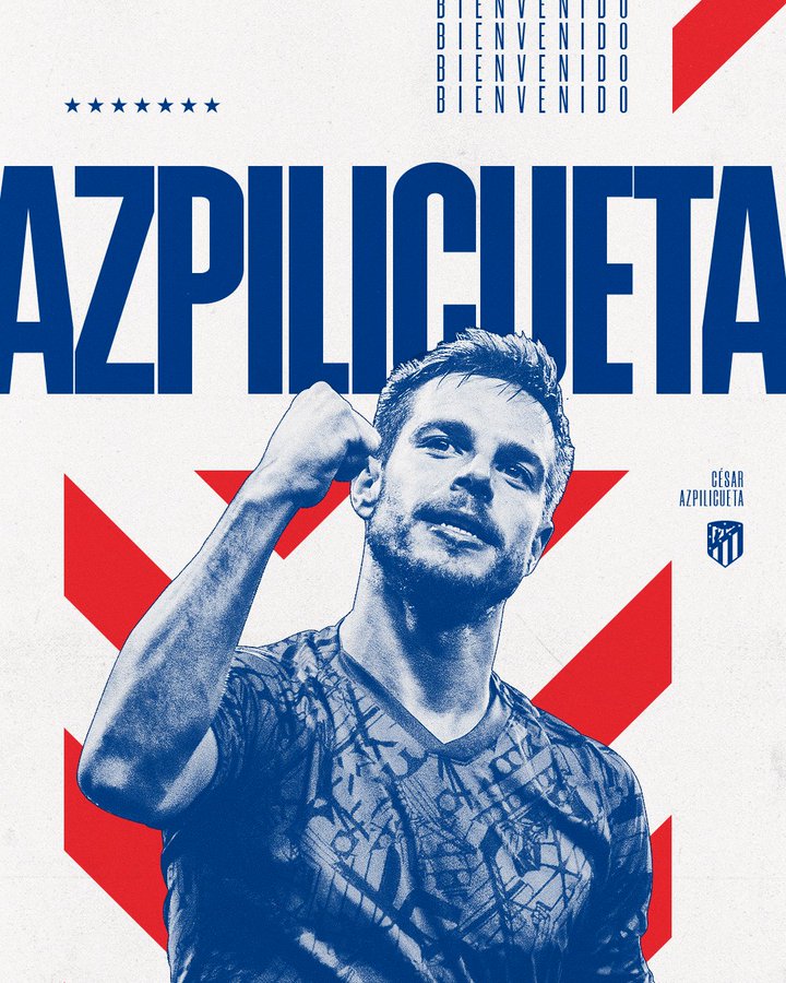 César Azpilicueta llega al Atlético de Madrid tras once temporadas en el Chelsea.