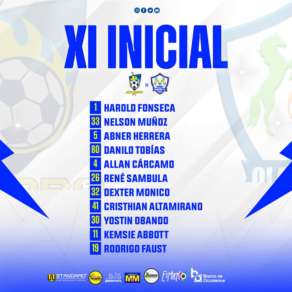 El profesor José Humberto Rivera utilizó este 11 contra el equipo Jocor FC.