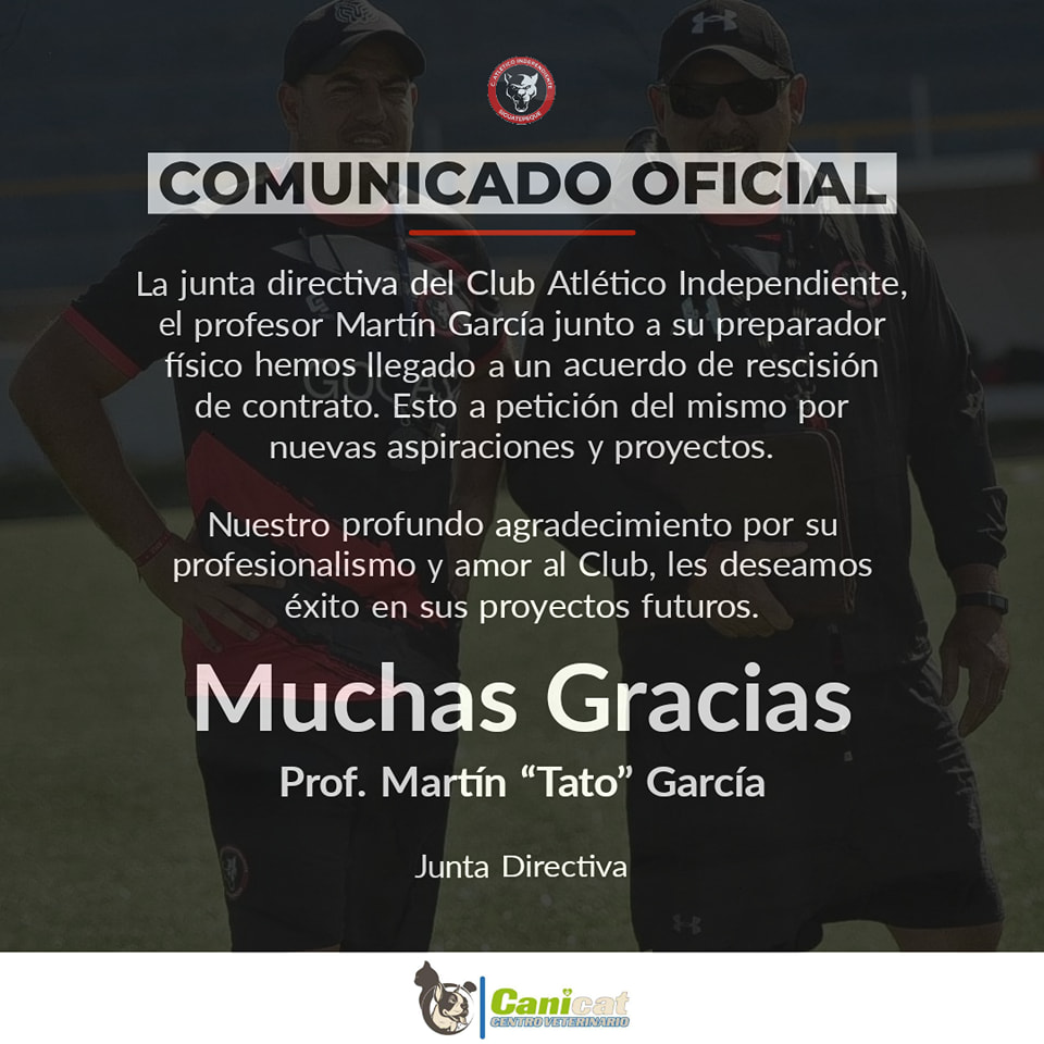 El equipo de Siguatepeque también hizo pública la salida del entrenador uruguayo, Martín "Tato" García.