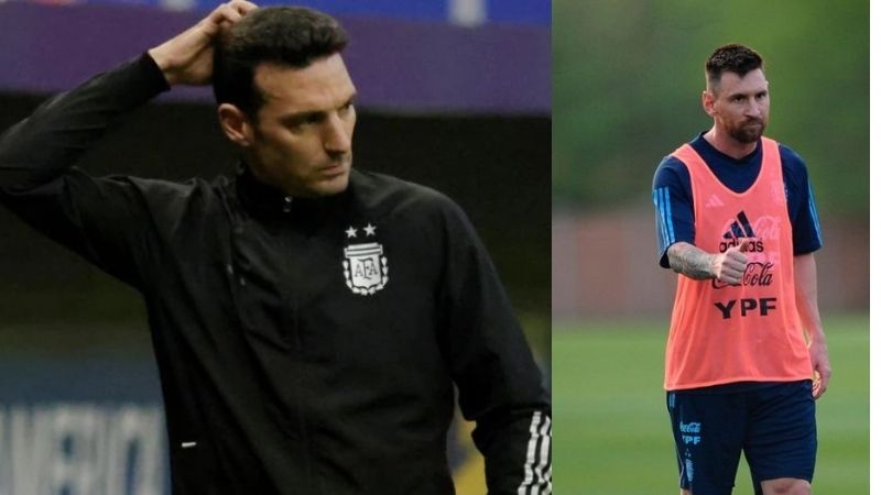 Scaloni mantiene en duda la titularidad de Messi en el partido ante Perú.