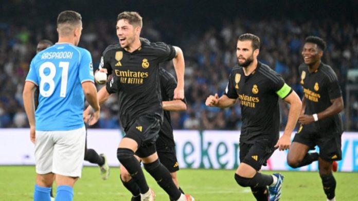 El uruguayo Federico Valverde anotó el gol que le dio el triunfo al Real Madrid sobre el Nápoles por el Grupo C de la Champions.