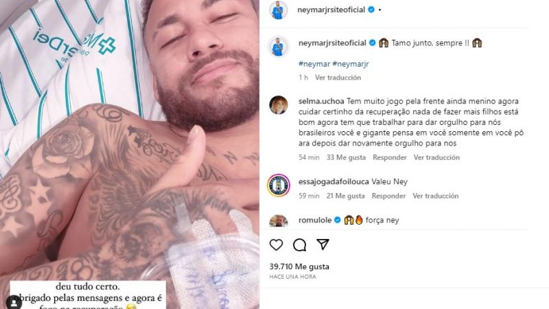 Neymar posteó una foto en Instagram donde aparece tras la operación. Foto: Instagram Neymar.