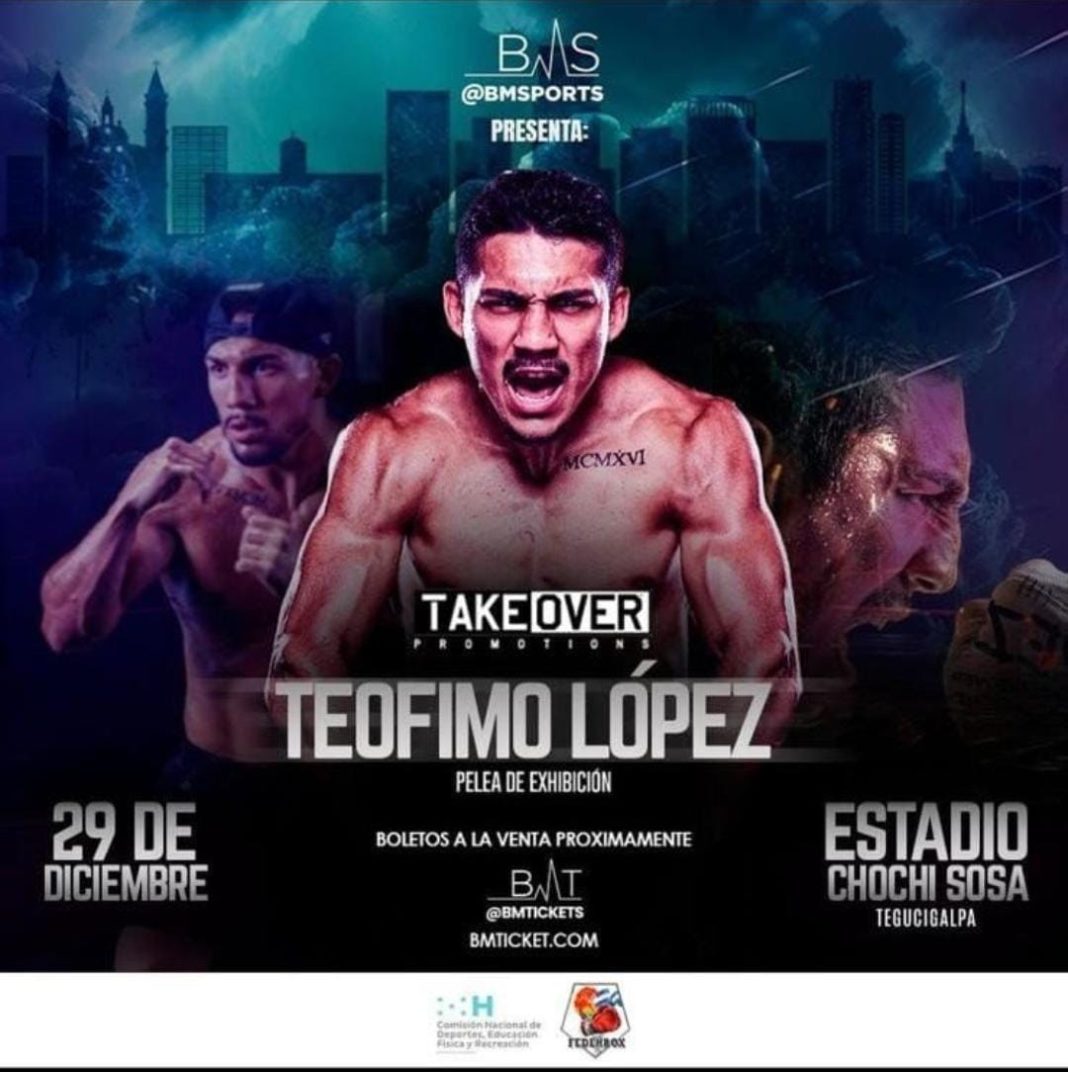 El boxeador hondu-estadounidense, Teófimo López, hará una pelea de exhibición en Tegucigalpa, el próximo 29 de diciembre.