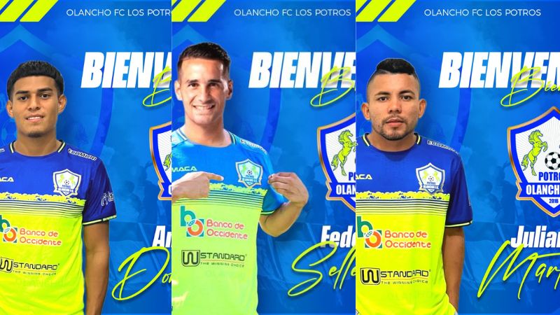 Ángel Domínguez, Sellichia y Julián Martínez son los refuerzos de Potros de Olancho FC para el torneo de Clausura.