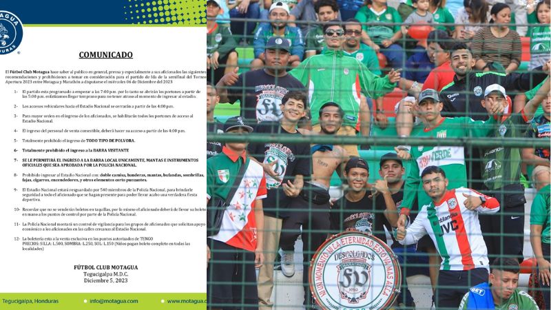 La directiva de Motagua estableció una serie de restricciones para el partido de este miércoles contra Marathón.