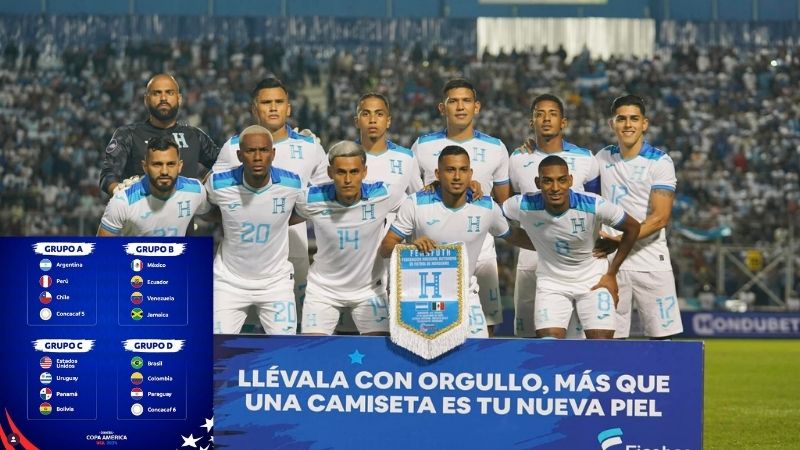 Honduras estaría en el Grupo D de la Copa América 2024, si vence en el partido de repechaje a Costa Rica.