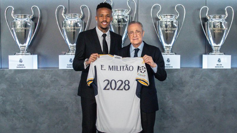 Eder Militao firmó este martes el contrato de renovación con el Real Madrid hasta 2028.