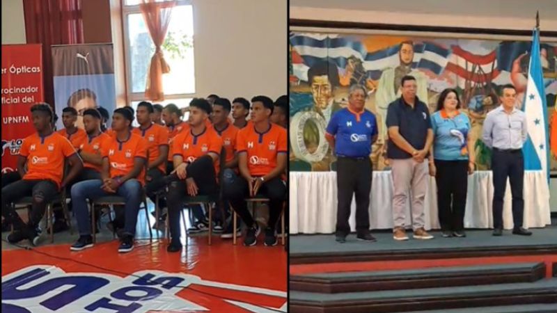 Jugadores y dirigentes de Lobos UPNFM en los actos de presentación del plantel.