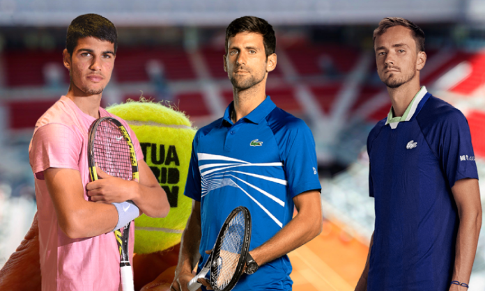 Los tenistas Carlos Alcaraz, Novak Djokovic y Daniil Medvedev encabezan la lista de la ATP.