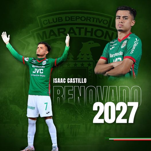 Así anuncia Marathón en su página oficial la renovación de contrato de Issac Castillo.