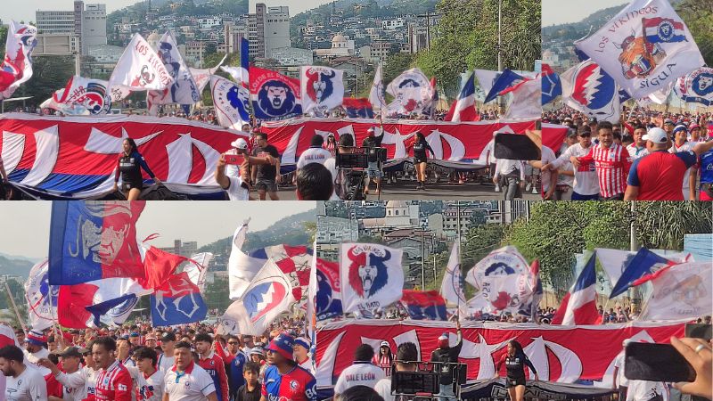 La barra oficial de Olimpia cuando llega al estadio Nacional "Chelato Uclés".