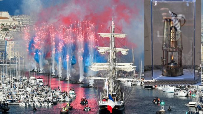 La llama Olímpica ya alumbra territorio francés con su llegada este miércoles al puerto de Marsella.