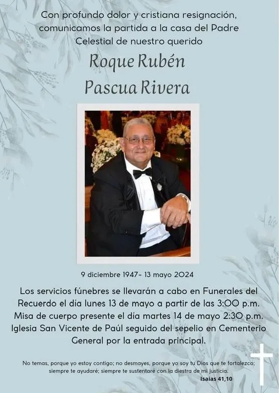 Los familiares informaron sobre la muerte de Roque Pascua Rivera.