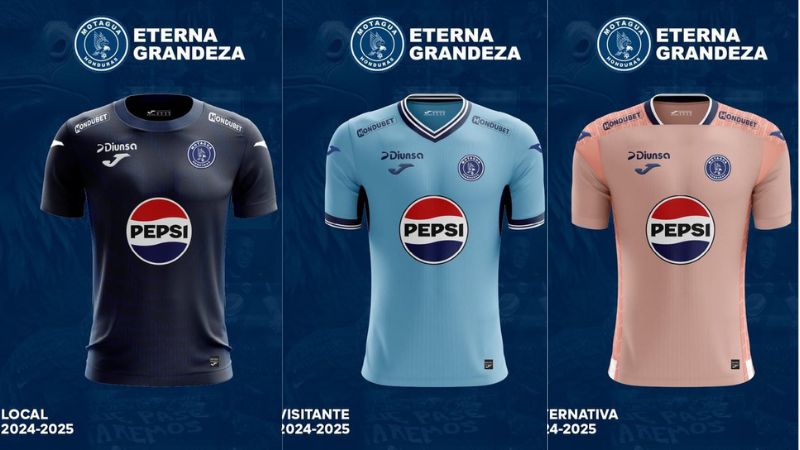 Estos son los tres diseños de la nueva indumentaria de Motagua para la temporada 2024-2025.