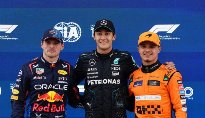 Russell, Verstappen y Norris