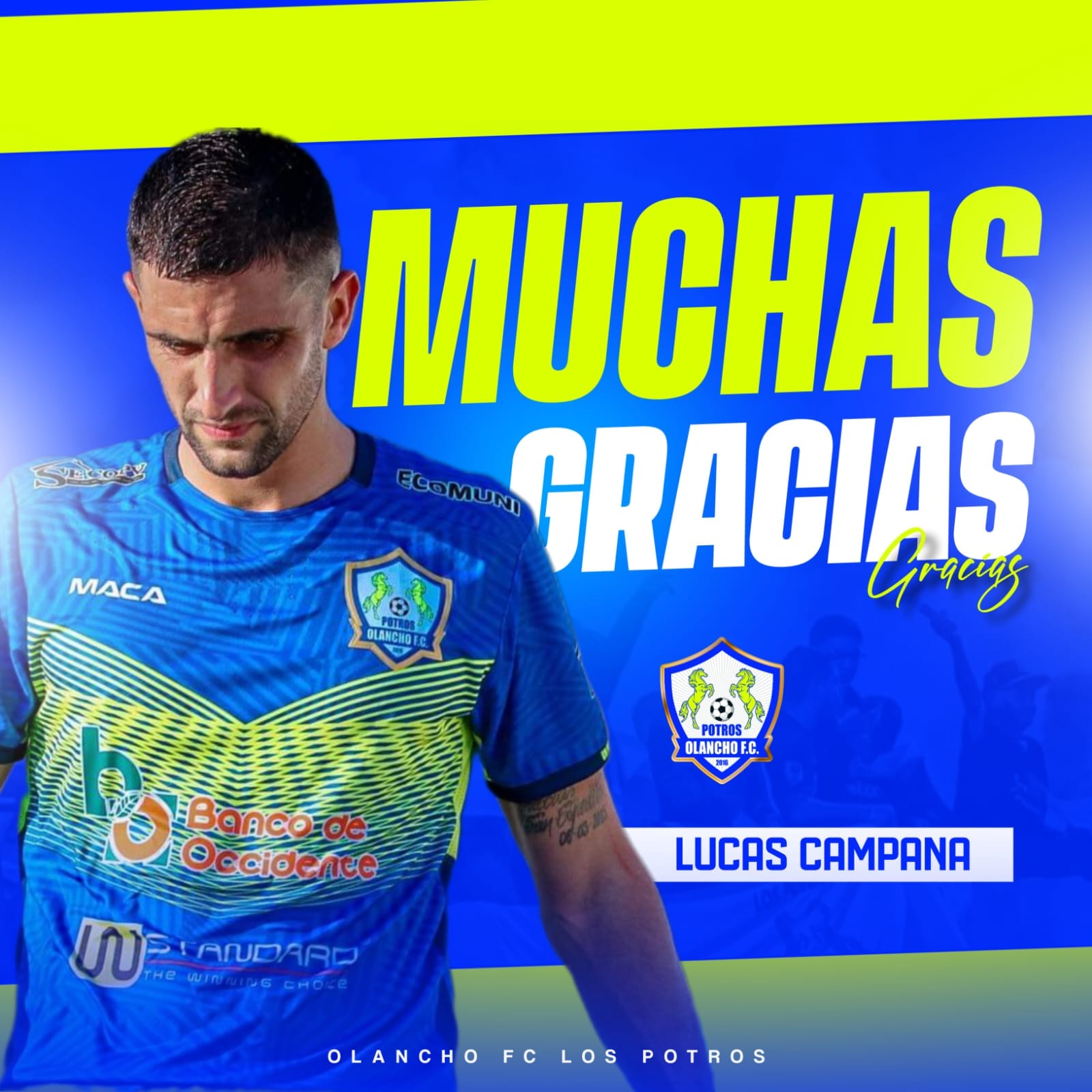El delantero argentino, Lucas Campana, no fue renovado por Potros de Olancho FC y está en la mira de Génesis Comayagua.