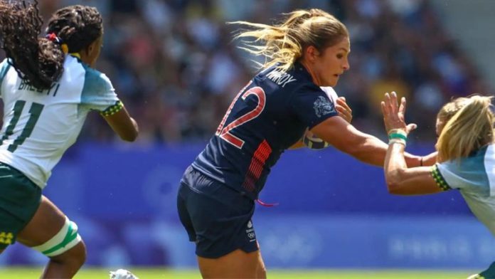 Amy Wilson-Hardy, durante el partido frente a Sudáfrica de los Juegos Olímpicos de París 2024.