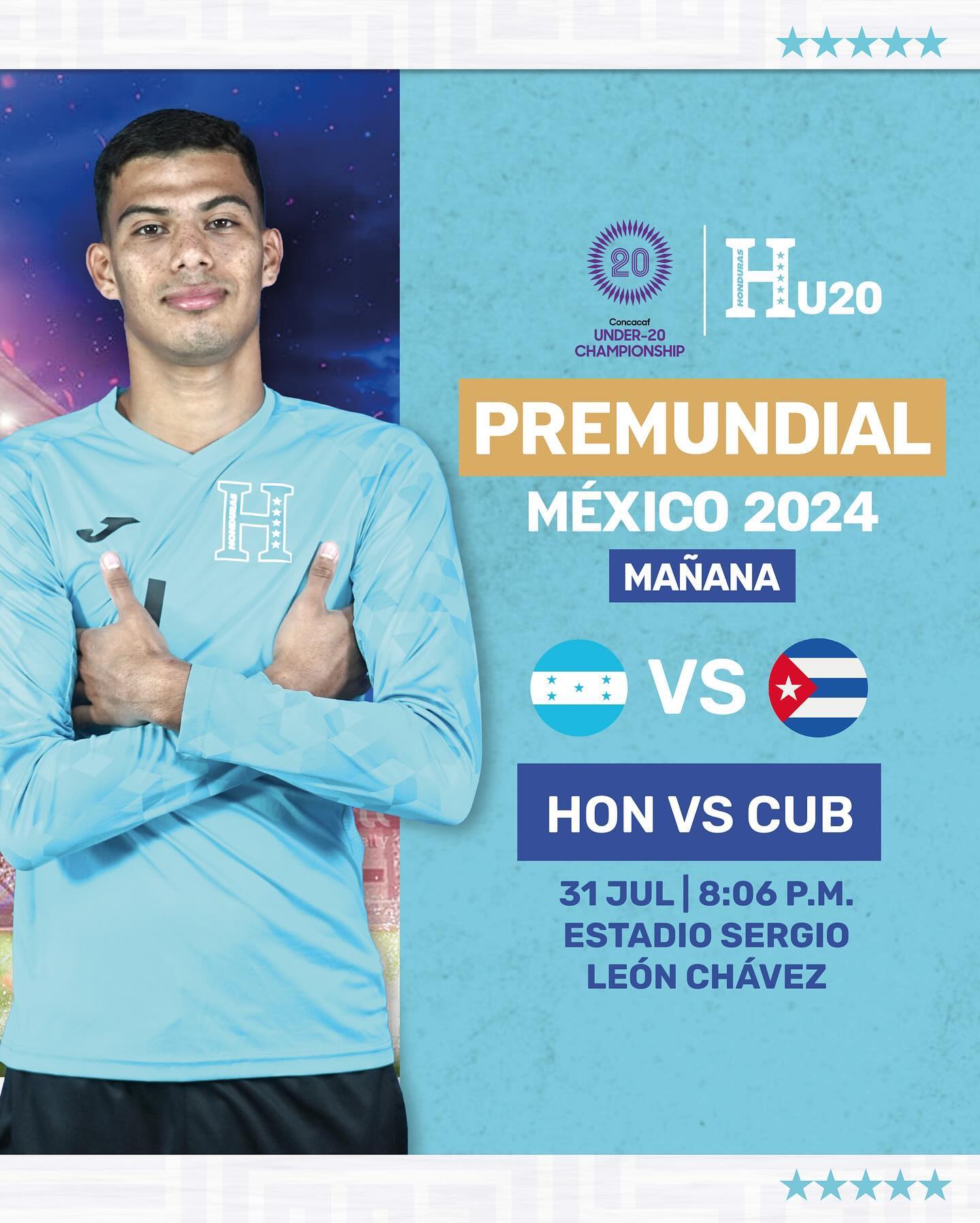 Así anuncia la Federación de Fútbol de Honduras (FFH) el partido de este miércoles de la Selección Nacional Sub-20 contra Cuba.