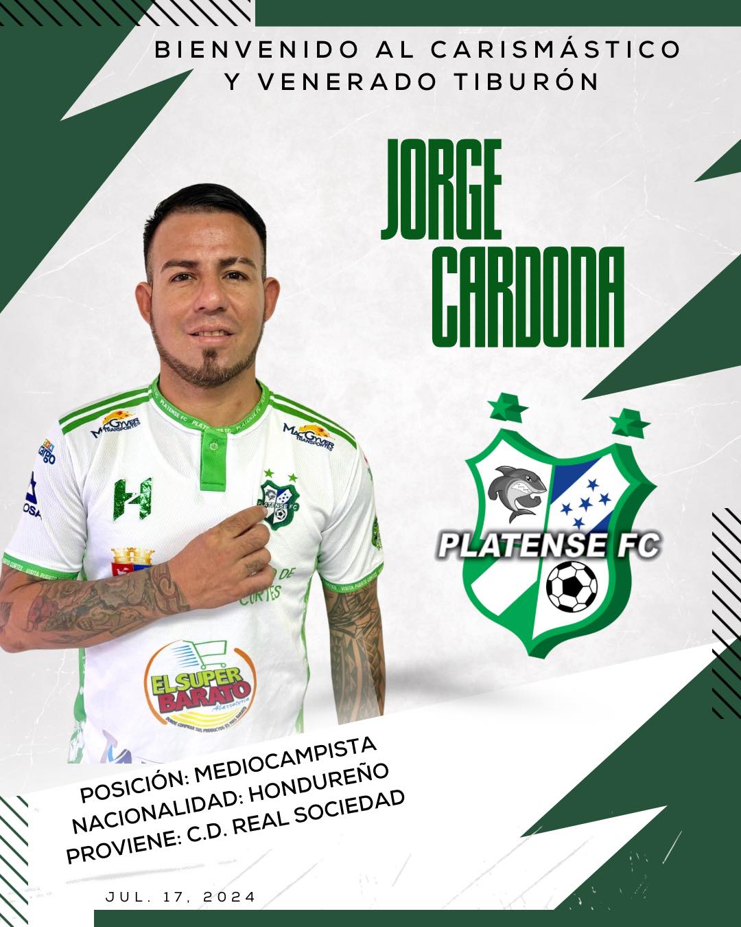 El mediocampista Jorge Cardona regresa al equipo que le dio la oportunidad en Liga Nacional.