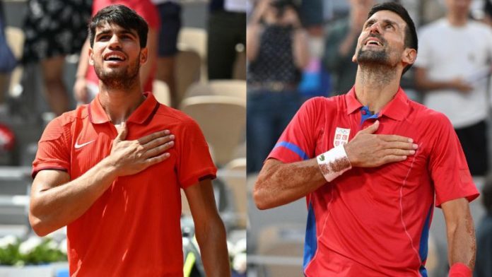 Carlos Alcaraz y Novak Djokovic se disputarán este domingo la medalla de oro de los Juegos Olímpicos de París 2024.