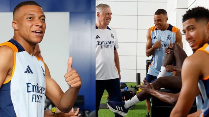 El delantero francés, Kylian Mbappé, ya entrena con su nuevo club, el Real Madrid.