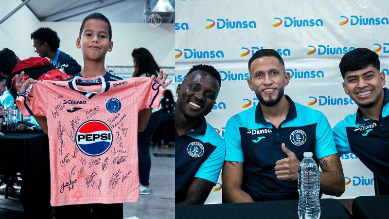 Este pequeño se llevó la firma de varios jugadores de Motagua que llegaron al Bazar del Sábado.