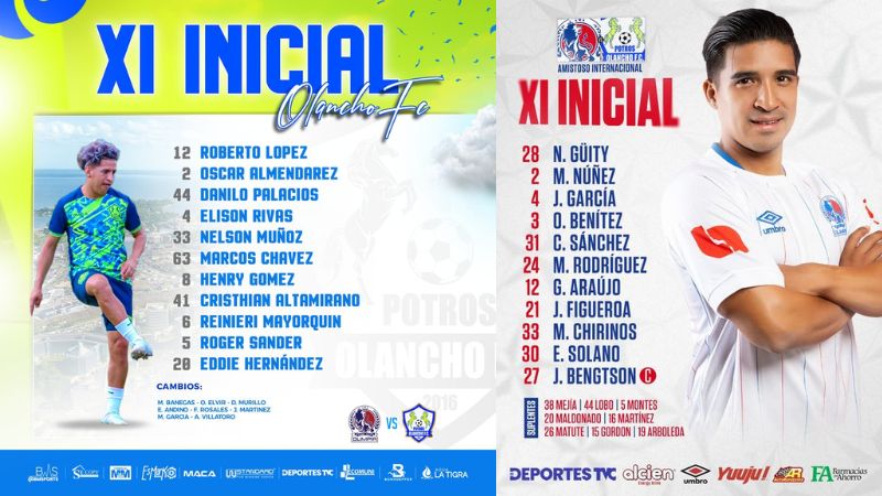 Estos fueron los jugadores que utilizaron Olimpia y Potros de Olancho FC en el amistoso internacional.