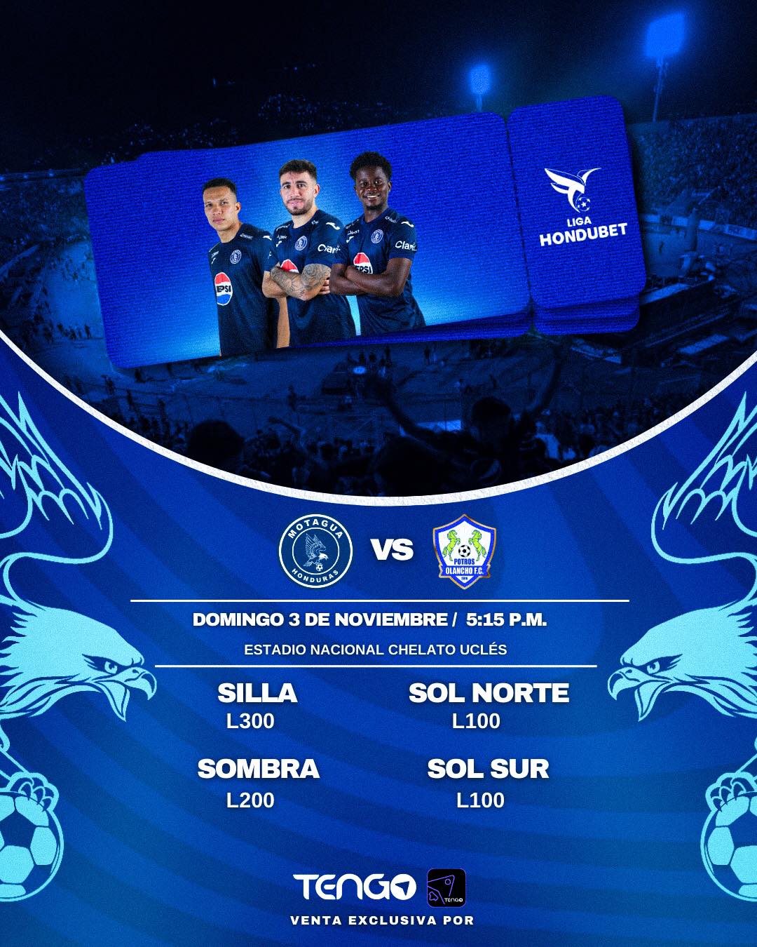 El partido Motagua frente a Potros de Olancho FC comenzará a partir de las 5:15 de la tarde en el estadio Nacional "Chelato Uclés".