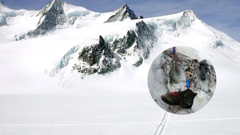 Los restos de un alpinista alemán que murió hace 60 años fueron descubiertos cerca de un glacial en Austria.