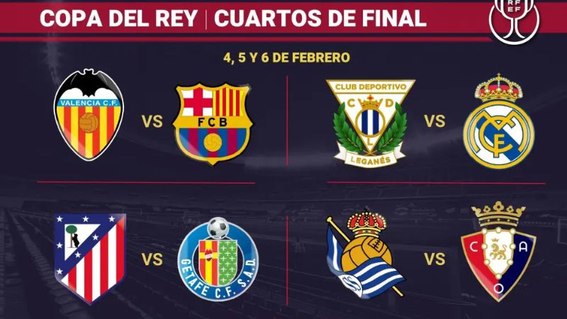 Así se jugarán los cuartos de final de la Copa del Rey.