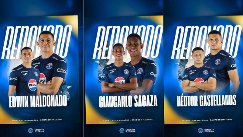 Edwin Maldonado, Giancarlo Sacaza y Héctor Castellanos renovaron con Motagua para el torneo Clausura 2025.