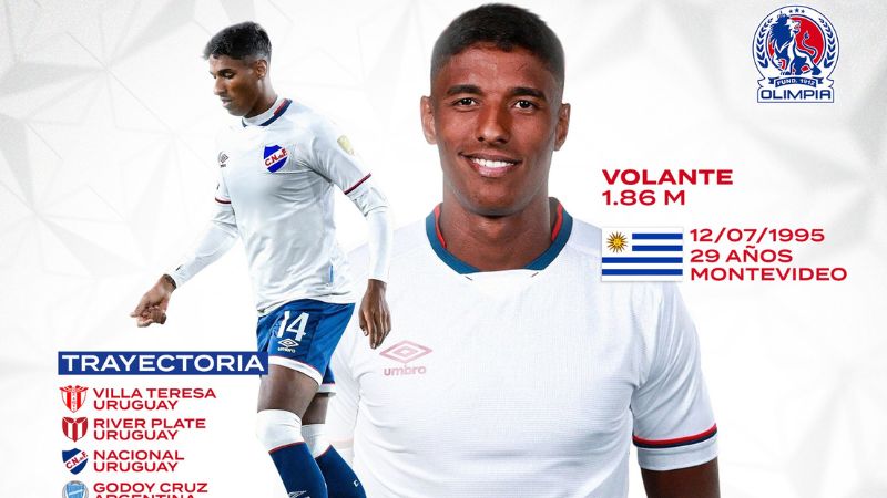 El mediocampista uruguayo, Marcos Montiel, reforzará a Olimpia en el torneo de Clausura 2025.