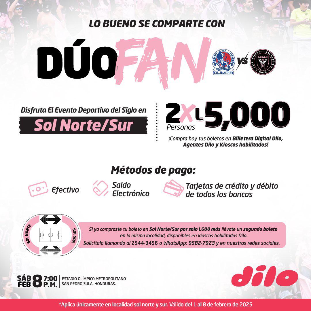 Esta es la promoción de la agencia bancaria que está organizando el partido entre Olimpia y el Inter Miami de Lionel Messi.