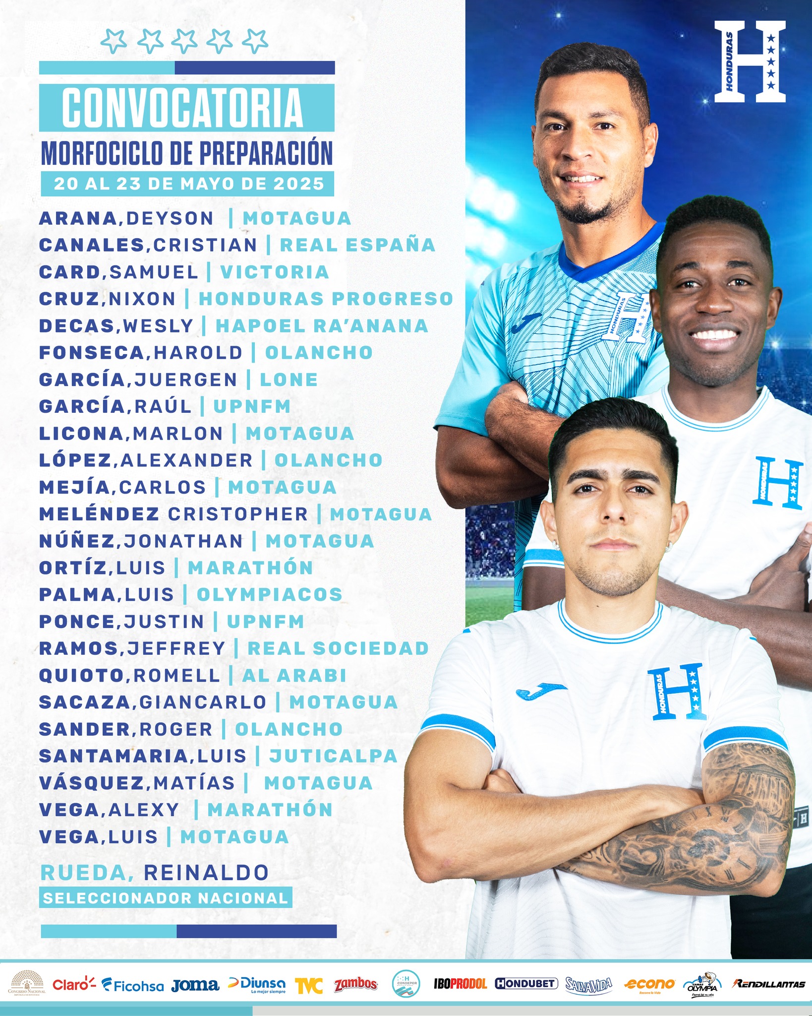 Esta es la nómina de jugadores que trabajan en el microciclo de la Selección Nacional, en la capital.