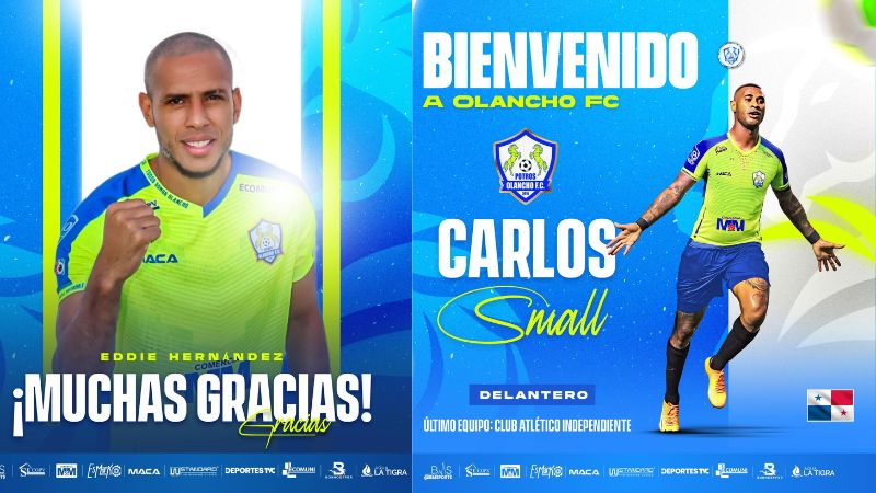 Eddie Hernández sale de las filas de Potros de Olancho FC, que anuncia la llegada del delantero parnameño, Carlos Small.