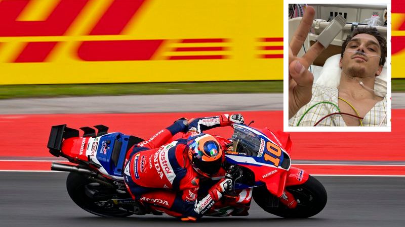 El piloto italiano de MotoGP Luca Marini sufrió una grave lesión, especialmente por un neumotórax, tras una dura caída.