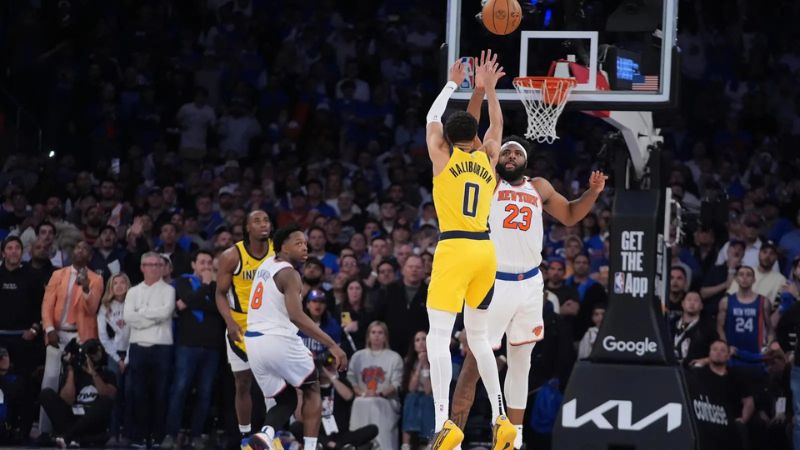 Los Pacers ganaron el primer juego de las Finales de Conferencia Este contra New York Knicks en tiempo extra.