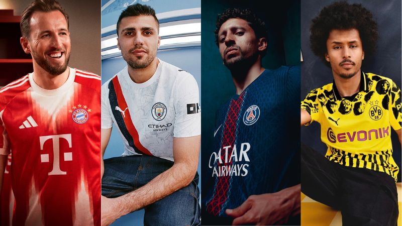 El Bayern, el Dortmund, el City y el PSG presentaron sus nuevas camisetas para la temporada 2025/26.