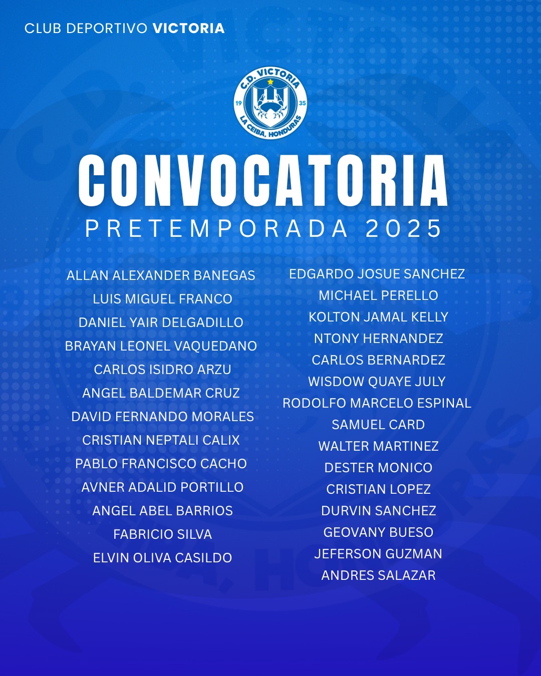 Estos son los jugadores convocados por David Patiño para el torneo de Apertura 2025-2026.