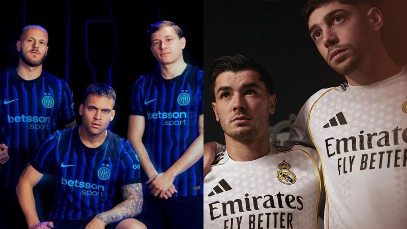 Inter y Real Madrid presentan sus nuevos uniformes locales para la temporada 2025/26.
