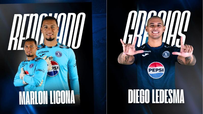 Motagua anuncia la renovación del portero Marlon Licona y la salida del delantero argentino, Diego Ledesma.
